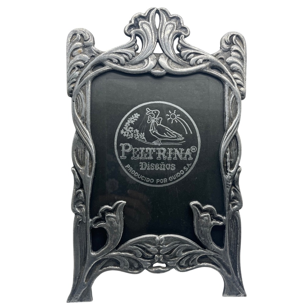 Art Nouveau style Vtg pewter/metal picture frame Argentina Peltrina Diseños.